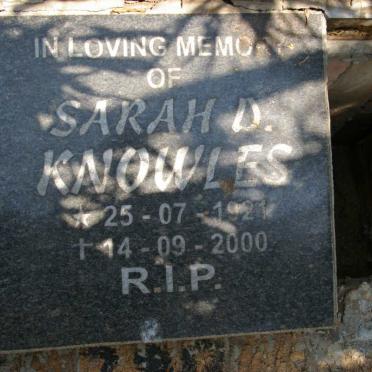 KNOWLES Sarah D. 1921-2000