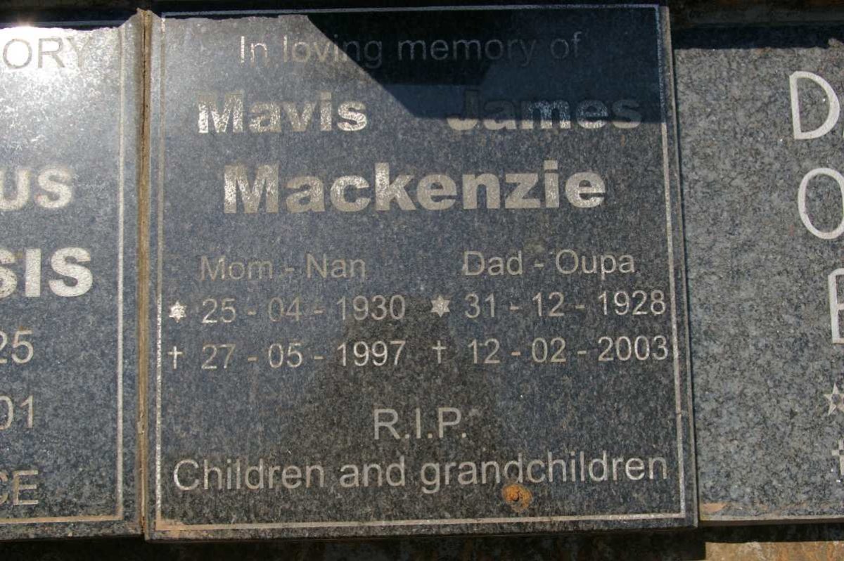 MACKENZIE James 1928-2003 &amp; Mavis 1930-1997