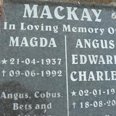 MACKAY Angus Edward Charles 1940-2005 &amp; Magda 1937-1992