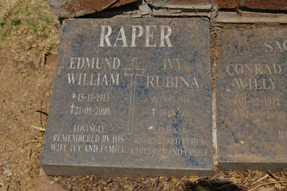 RAPER Edmund William 1913-2000 &amp; Ivy Rubina 191?-2008