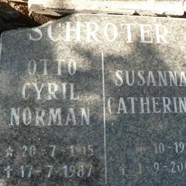 SCHROTER Otto Cyril Norman 1915-1987 &amp; Susanna Catherina 1915-2007