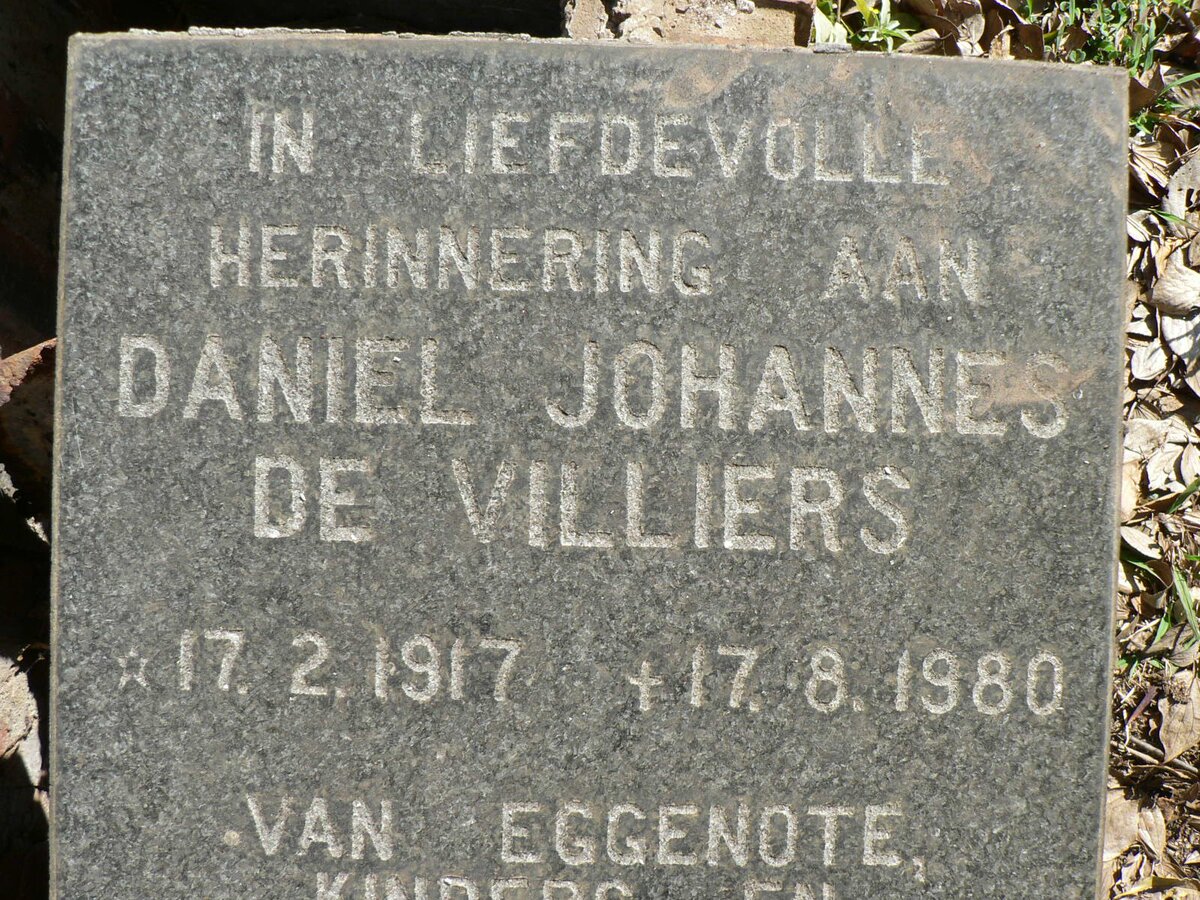 VILLIERS Daniel Johannes, de 1917-1980