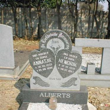 ALBERTS Hendrik 1938-1997 &amp; Annatjie 1933-1996