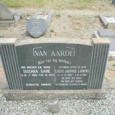 AARDE Lucas Jacobus Lourens, van 1903-1969 &amp; Sussara Sarie 1905-1994
