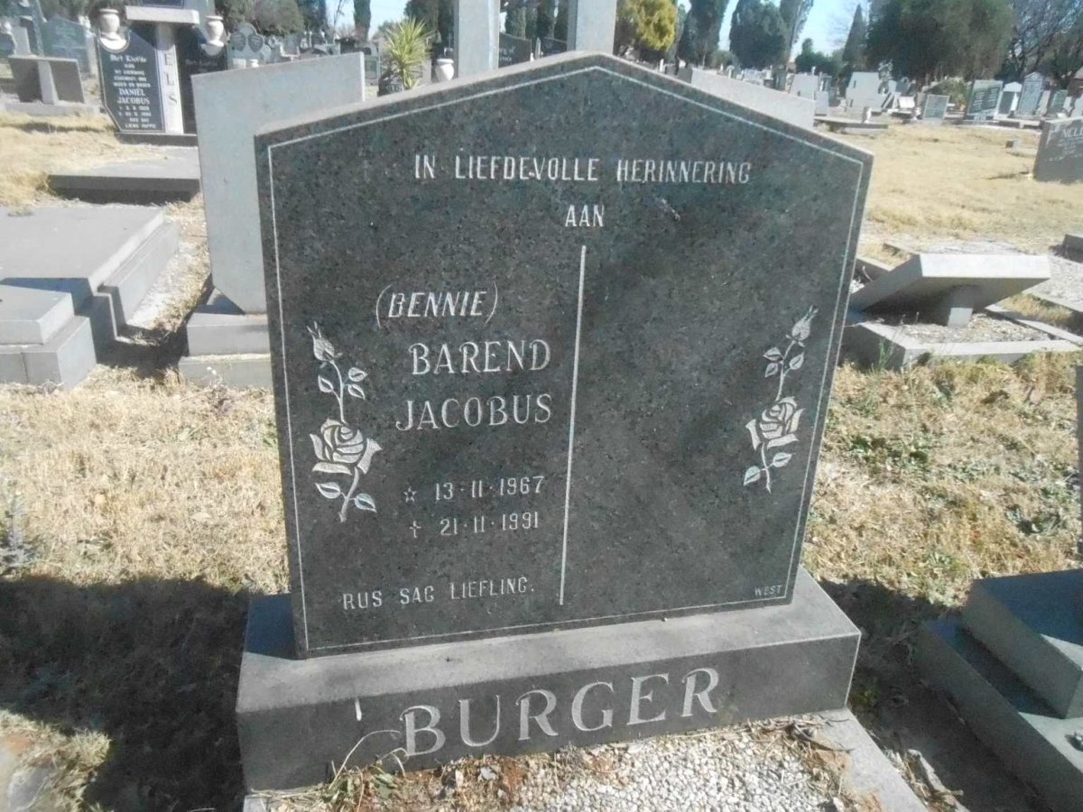 BURGER Barend Jacobus 1967-1991