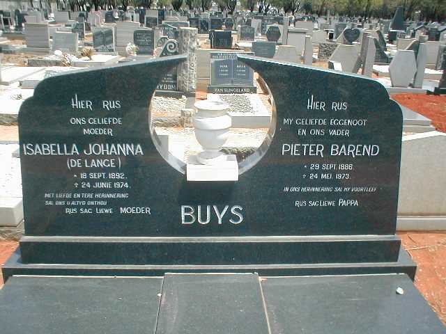 BUYS Pieter Barend 1886-1973 &amp; Isabella Johanna DE LANGE 1892-1974