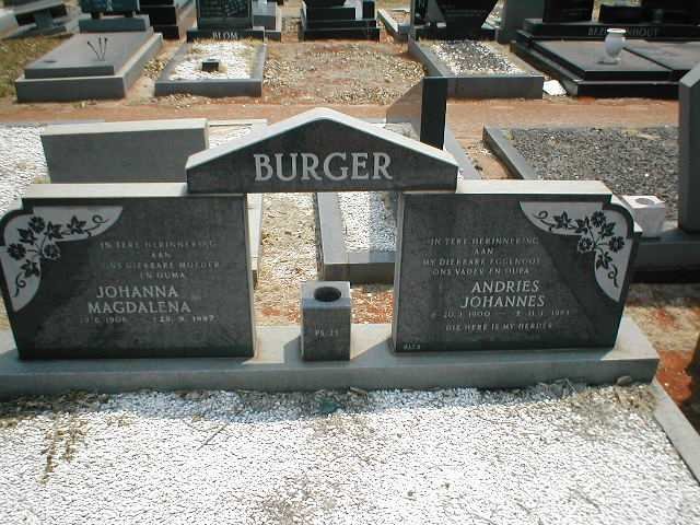 BURGER Andries Johannes 1900-19?? &amp; Johanna Magdalena 1906-1997