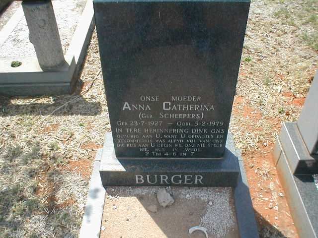 BURGER Anna Catherina nee SCHEEPERS 1927-1979