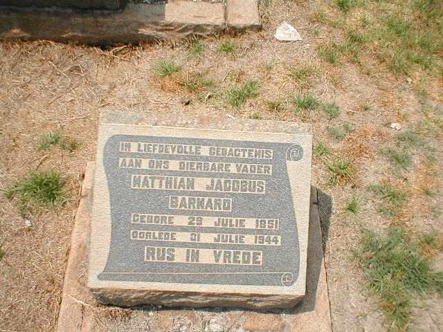 BARNARD Matthian Jacobus 1851-1944