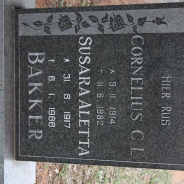 BAKKER Cornelius C.L 1914-1982 &amp; Susara Aletta 1917-1988