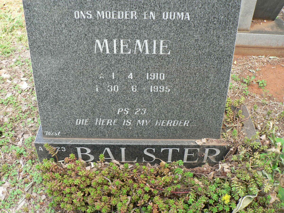 BALSTER Francis 1905-1982 &amp; Miemie 1910-1995