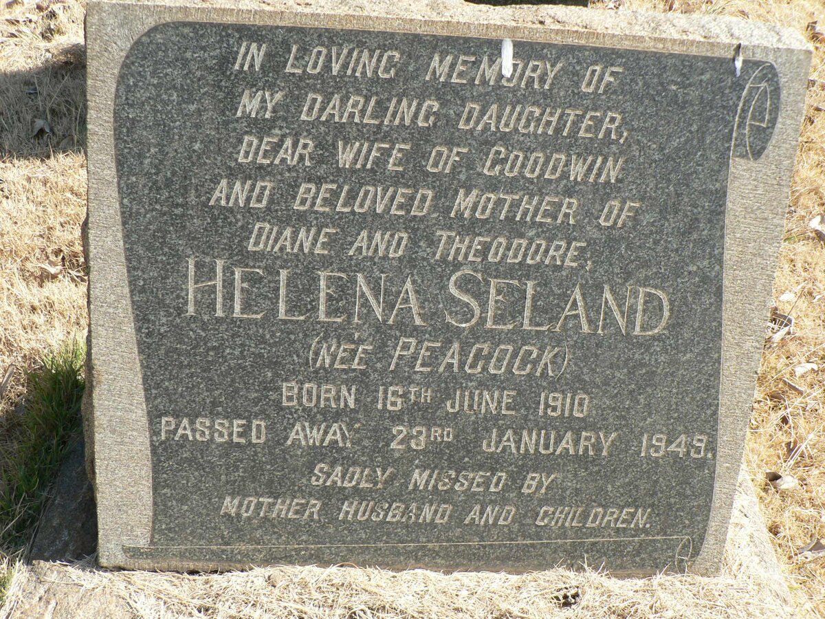 BARRASS John -1964 &amp; Roberta PEACOCK -1965 :: SELAND Helena nee PEACOCK 1910-1949