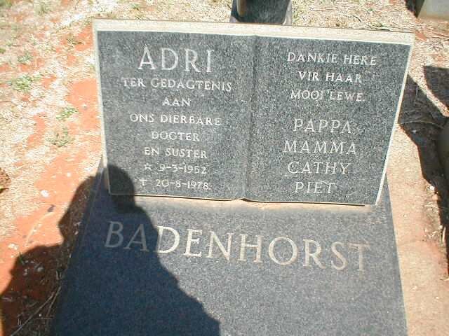 BADENHORST Adri 1952-1978
