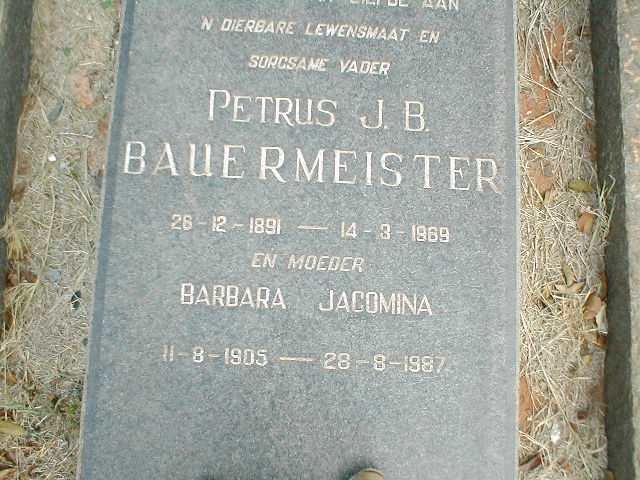 BAUERMEISTER Petrus J.B. 1891-1969 &amp; Barbara Jacomina 1905-1987