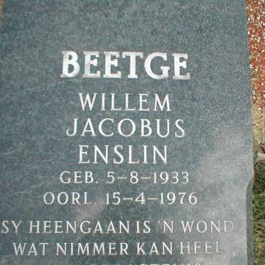 BEETGE Willem Jacobus Enslin 1933-1976