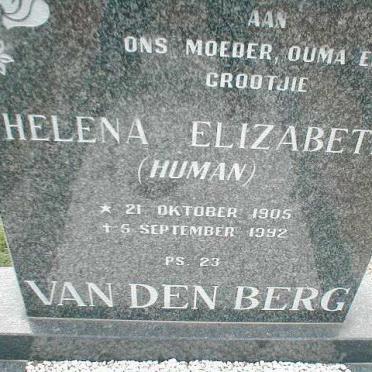 BERG Helena Elizabeth, van den nee HUMAN 1905-1992
