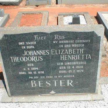 BESTER Johannes Theodorus 1904-1978 &amp; Elizabeth Henrietta LINGERFELDER 1908-1974