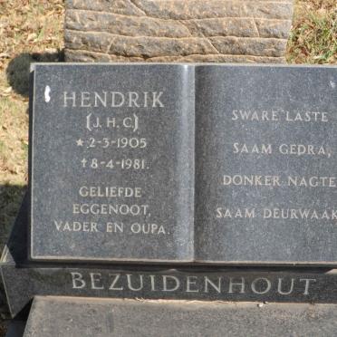 BEZUIDENHOUT J.H.C. 1905-1981