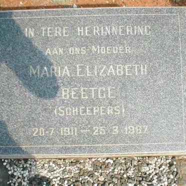 BEETGE Maria Elizabeth nee SCHEEPERS 1911-1967