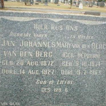 BERG Jan Johannes, van den 1872-1927 &amp; Mary HEPBURN 1874-1963