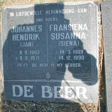 BEER Johannes Hendrik, de 1903-1971 &amp; Fransiena Susanna 1909-1990