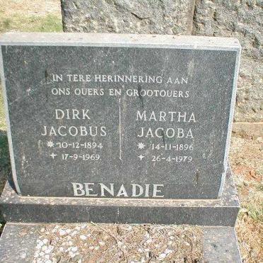 BENADIE Dirk Jacobus 1894-1969 &amp; Martha Jacoba 1896-1979