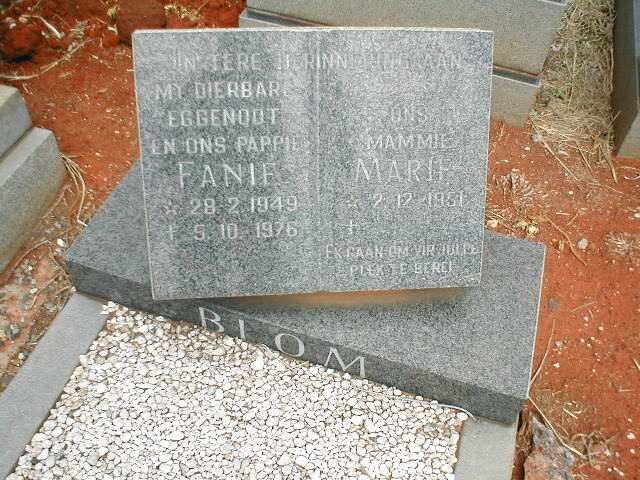 BLOM Fanie 1949-1976 &amp; Marie 1951-