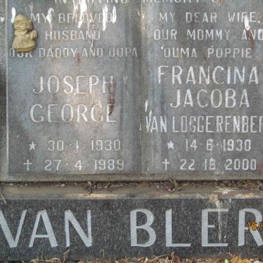 BLERK Joseph George, van 1930-1989 &amp; Francina Jacoba VAN LOGGERENBERG 1930-2000