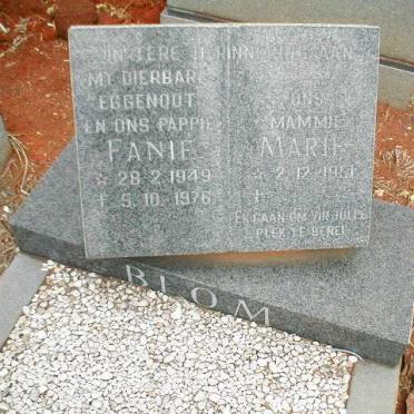 BLOM Fanie 1949-1976 &amp; Marie 1951-