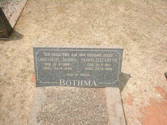 BOTHMA Christoffel Jacobus 1869-1940 &amp; Maria Elizabeth 1871-1956