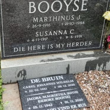 BOOYSE Marthinus J. 1916-1988 &amp; Susanna C. 1917-1991
