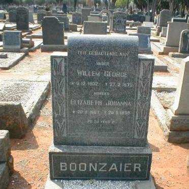 BOONZAIER Willem George 1902-1972 &amp; Elizabeth Johanna 1907-1953