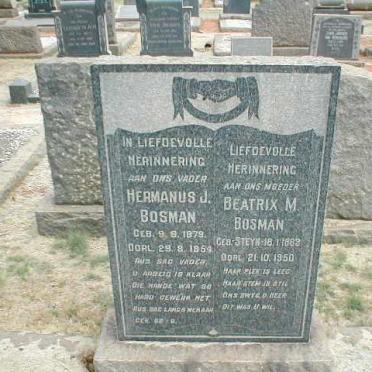 BOSMAN Hermanus J. 1879-1954 &amp; Beatrix M. STEYN 1863-1950