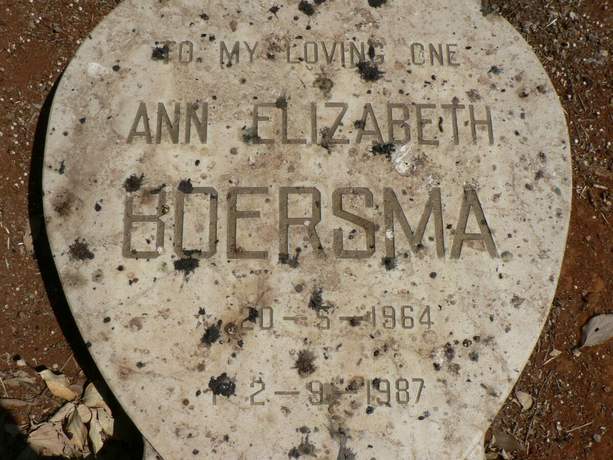 BOERSMA Ann Elizabeth 1964-1987