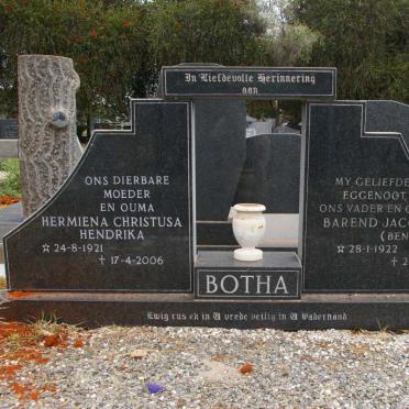 BOTHA Barend Jacobus 1922-1985 &amp; Hermiena Christusa Hendrika 1921-2006