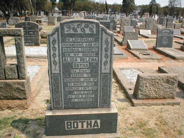 BOTHA Alida Helena nee SPRUYT 1920-1951