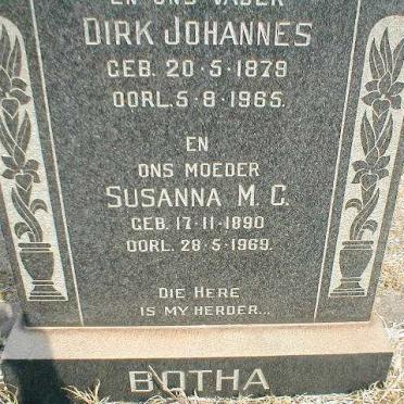 BOTHA Dirk Johannes 1879-1965 &amp; Susanna M.C. 1890-1969