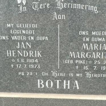 BOTHA Jan Hendrik 1904-1973 &amp; Maria Margaritha PIKE 1904-1981