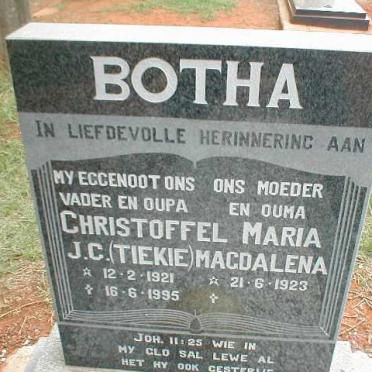 BOTHA Christoffel J.C. 1921-1995 &amp; Maria Magdalena 1923-