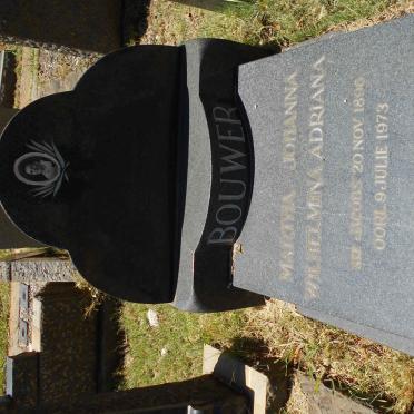 BOUWER Martha Johanna Wilhelmina Adriana nee JACOBS 1896-1973