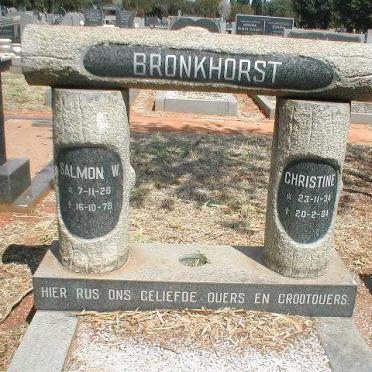 BRONKHORST Salmon W. 1926-1978 &amp; Christine 1934-1984