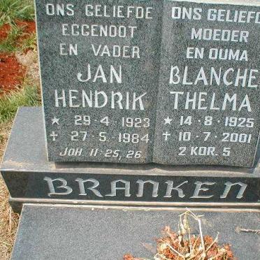 BRANKEN Jan Hendrik 1923-1984 &amp; Blanche Thelma 1925-2001