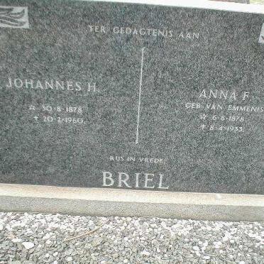 BRIEL Johannes H. 1878-1960 &amp; Anna F. VAN EMMENIS 1878-1933
