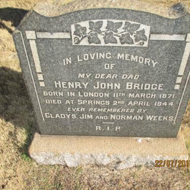 BRIDGE Henry John 1871-1944