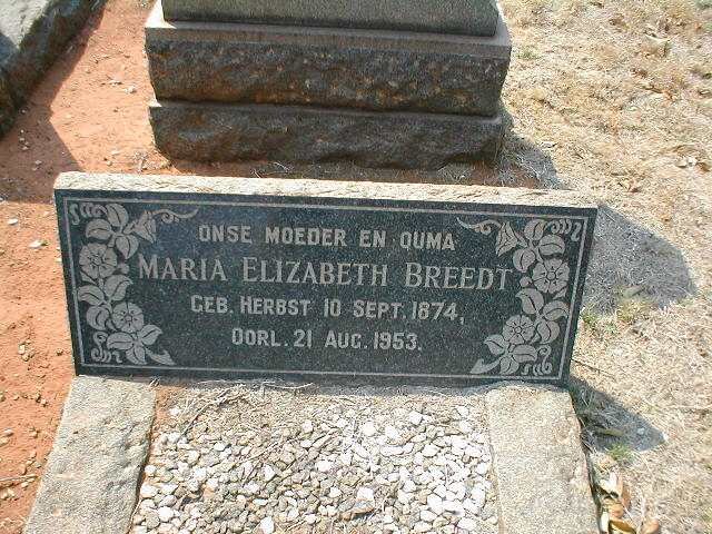 BREEDT Maria Elizabeth nee HERBST 1874-1953