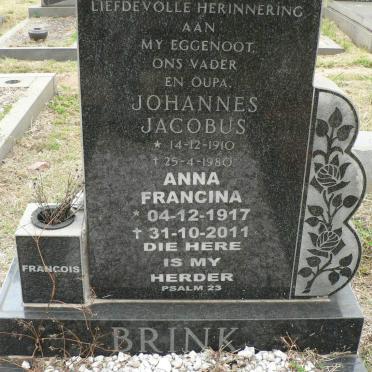 BRINK Johannes Jacobus 1910-1980 &amp; Anna Francina 1917-2011