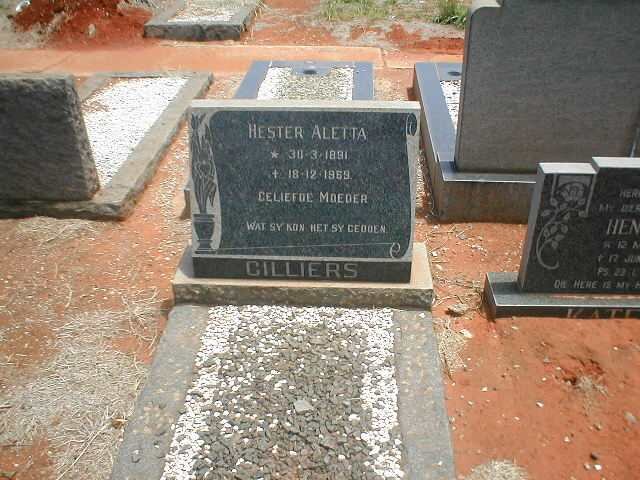 CILLIERS Hester Aletta 1891-1969