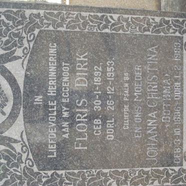 COETZEE Floris Dirk 1892-1953 &amp; Johanna Christina BOTHMA 1896-1983