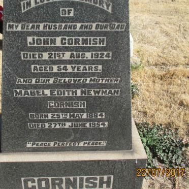 CORNISH John -1924 &amp; Mabel Edith NEWMAN 1884-1954