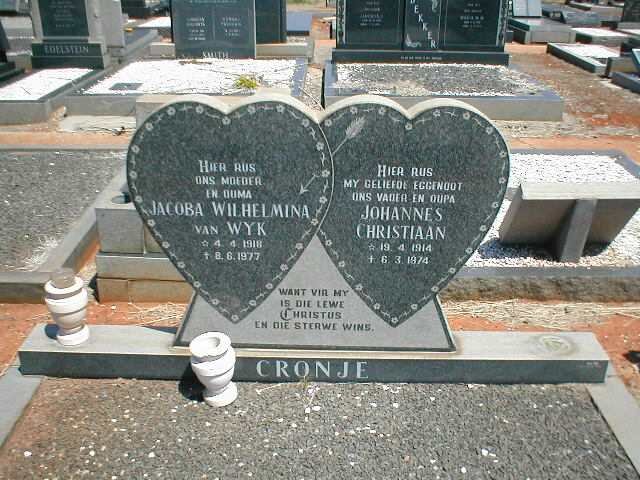 CRONJE Johannes Christiaan 1914-1974 &amp; Jacoba Wilhelmina VAN WYK 1918-1977